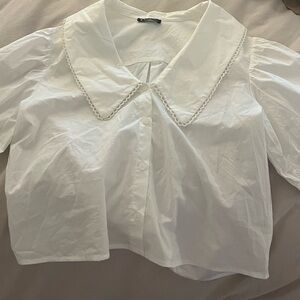White collared button down top, size medium